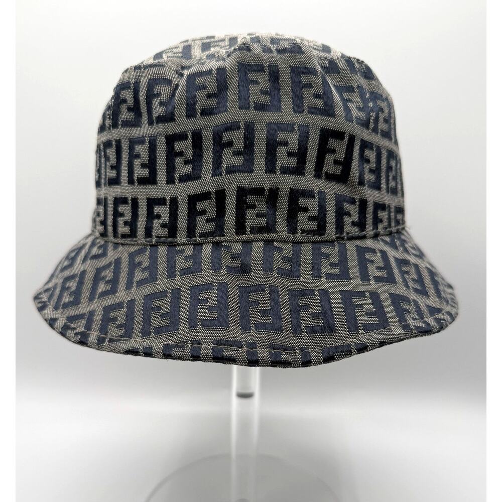 Fendi FF Dark Blue Jacquard Bucket Hat No Size Tag